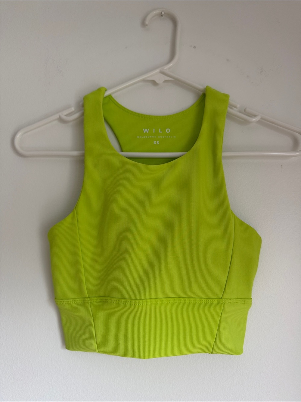 WILO Lime Green Ribbed Longline Sports Bra